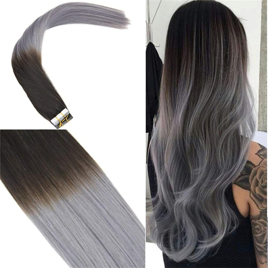 Extensii Tape IN White Platinum Ombre 1B Metallic Grey